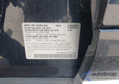 2018 Audi Q5 2.0T Premium/2.0T Tech Premium from USA, damaged, VIN WA1BNAFY7J2210253